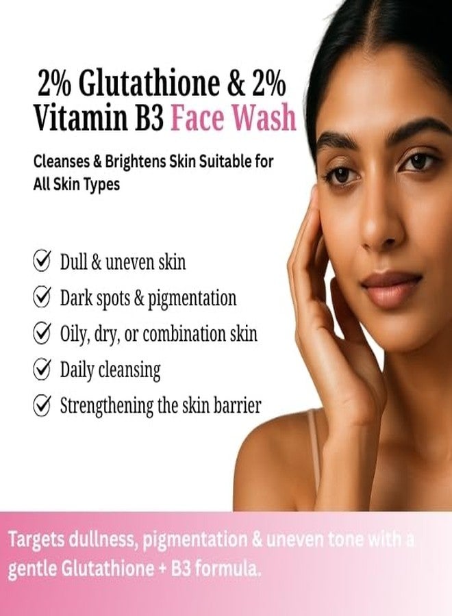 Iguana 2% Glutathione Face Wash with 2% Vitamin B3 | Brightening Facial Cleanser for Dark Spots, Pigmentation & Uneven Skin Tone | Sulfate-Free | 100 ml (3.38 fl oz) - Image 2